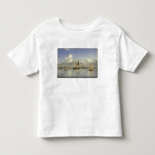 Camiseta Infantil Embarcações de navigação fora do castelo de