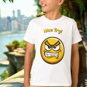 Camiseta Infantil Emoji Amarelo Engraçado Frustrad
