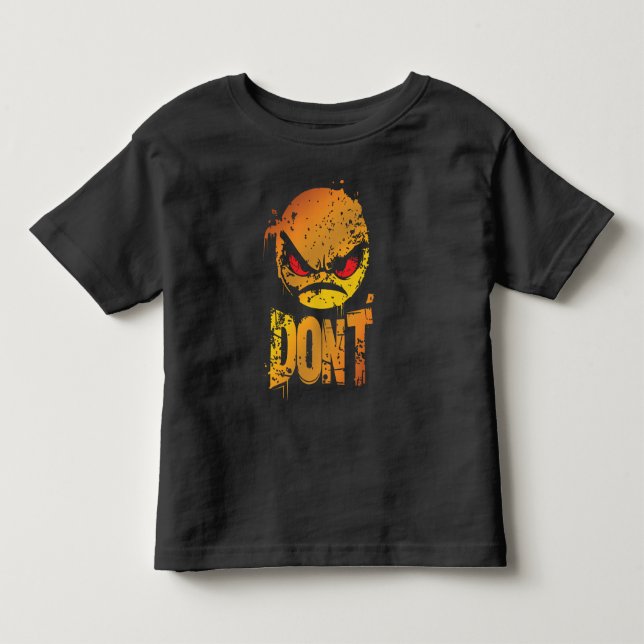 Camiseta Infantil Emoji Irritado Negrito com Texto 'NÃO' (Frente)