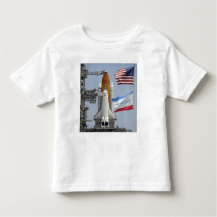 Camiseta Infantil Endeavor de Shuttle Espacial no bloco de lançament