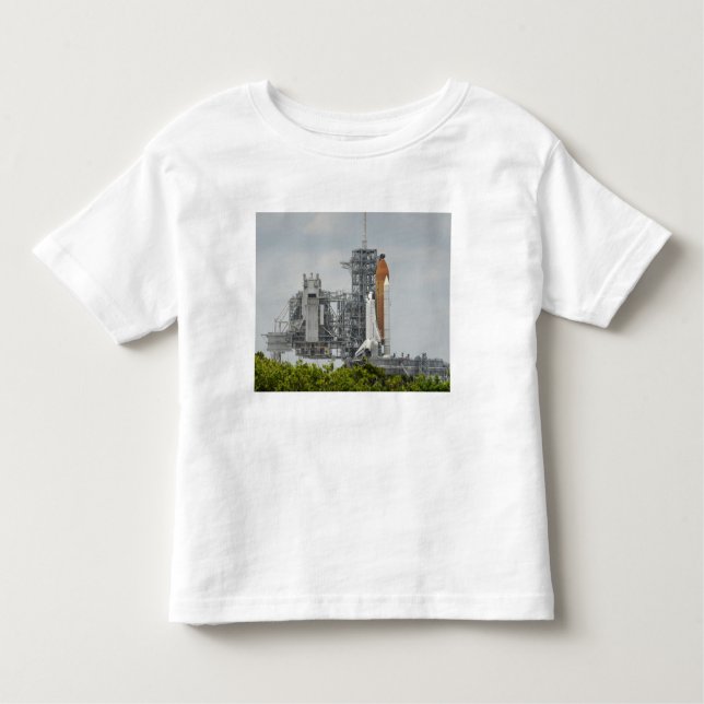 Camiseta Infantil Endeavor de Shuttle Espacial no bloco de lançament (Frente)