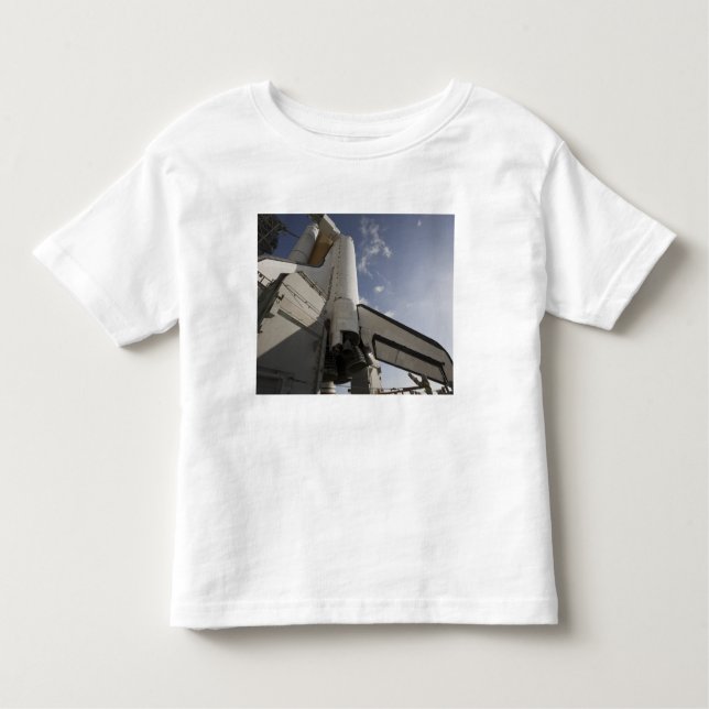 Camiseta Infantil Endeavor de Shuttle Espacial no bloco de lançament (Frente)