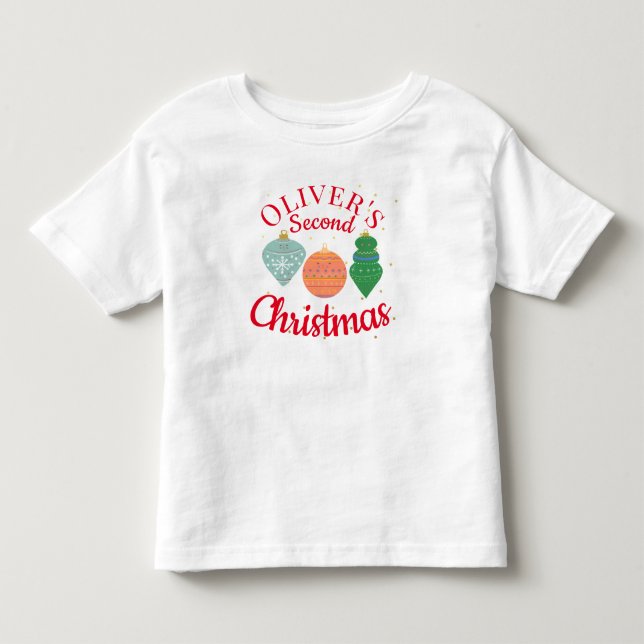 Camiseta Infantil Enfeite Kawaii Fofo Personalizado Segundo Natal   (Frente)