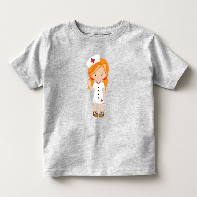 Camiseta Infantil Enfermeira, Remédio, Médico, Garota Bonita, Cabelo (Frente)