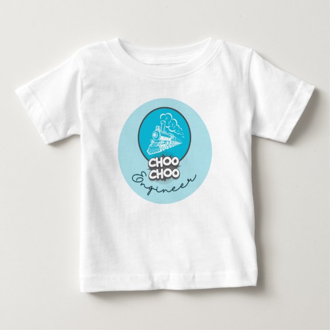 Camiseta Infantil Engenheiro do Trem Azul Bebê Cho (Frente)
