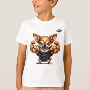 Camiseta Infantil Engraçada de Chihuahua Musculoso