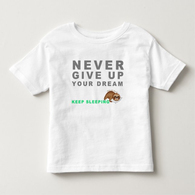 Camiseta Infantil Engraçada Lama Nunca Desiste Do Sonho. (Frente)