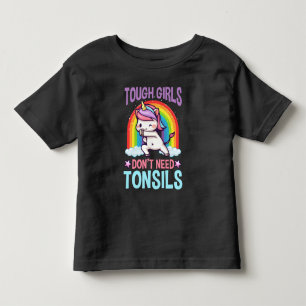Camiseta Infantil Engraçada Remoção de Tonsil Unicórnio Criança