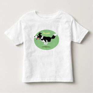 Camiseta Infantil Engraçado Cão da Borda Collie executando desenho a