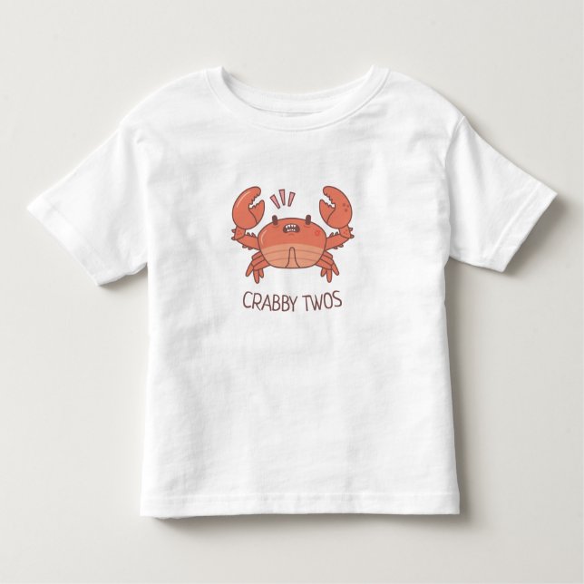 Camiseta Infantil Engraçado Crabby Twos Crab Pun (Frente)