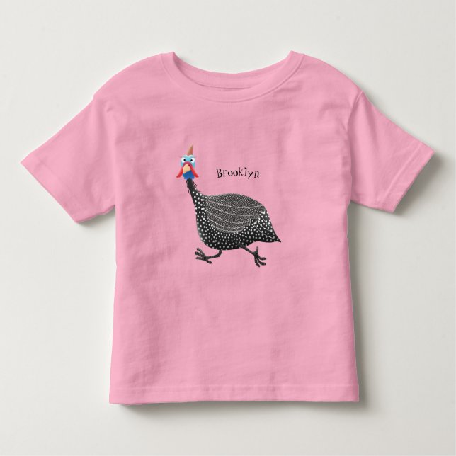 Camiseta Infantil Engraçado desenho animado de aves Guineafowl (Frente)