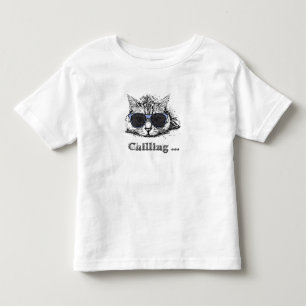 Camiseta Infantil Engraçado Gato Refrigerado Com Óculos De Sol Bonit
