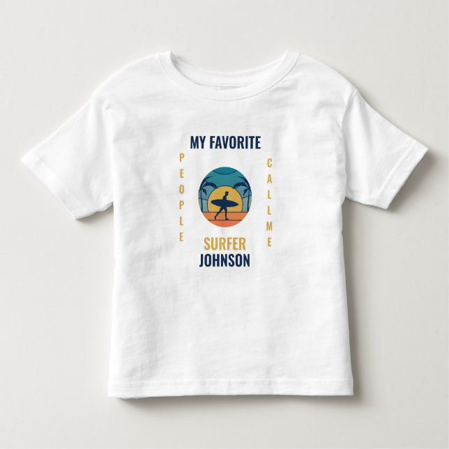 Camiseta Infantil Engraçado retro praia surfando citação modelo (Frente)