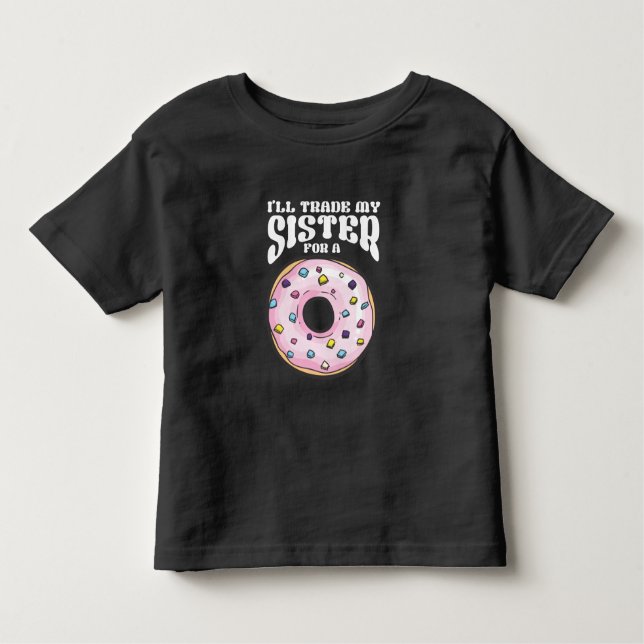 Camiseta Infantil Engraçado Rosquinha amando o filho irmão Foodie (Frente)