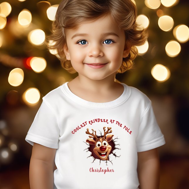 Camiseta Infantil Engraçado Rudolph quebrando o nome do Natal (Funny Rudolph breaking through Christmas Toddler T-shirt)