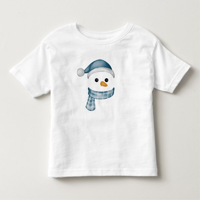 Camiseta Infantil Engraçado Snowman Enfrenta Feliz Família de Natal  (Frente)