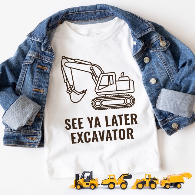 Camiseta Infantil Engraçado Ver Ya Posteriormente Construção De Esca (Funny see ya later excavator construction truck theme kids boy birthday party toddler t-shirt gift)
