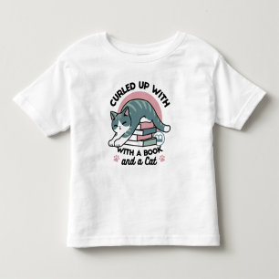 Camiseta Infantil Enrolados com um Livro e um Gato - Leitura de Gato