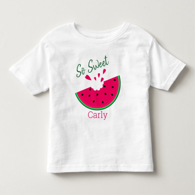 Camiseta Infantil Então, doce, personalizada melancia de corações fo (Frente)