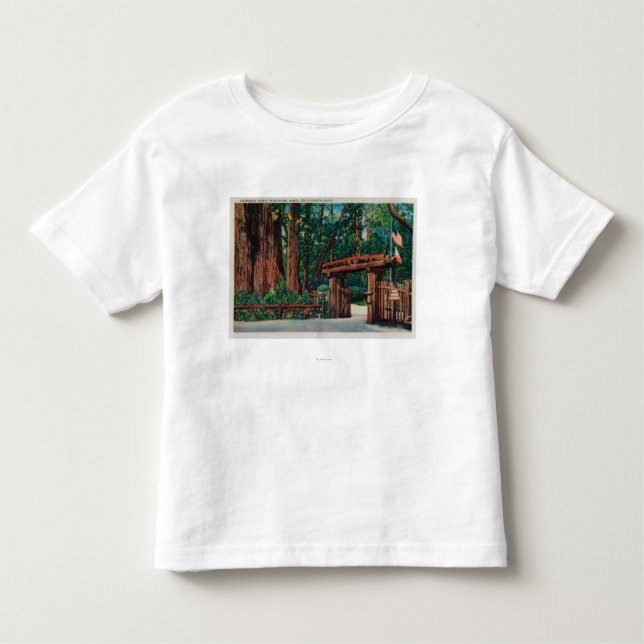 Camiseta Infantil Entrada às árvores grandes parque, Santa Cruz (Frente)