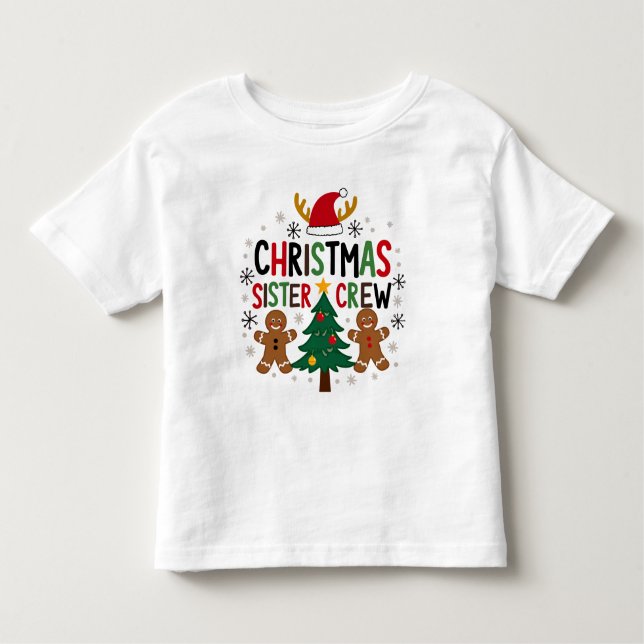 Camiseta Infantil Equipe da Irmã de Natal Amigos de Gengibre Festivo (Frente)