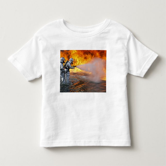 Camiseta Infantil Equipe de salvamento de aviões de combate a incênd (Frente)