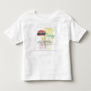 Camiseta Infantil Esboço da aguarela de Chicago, Illinois  