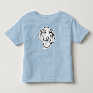 Camiseta Infantil esboço desenhado à mão de cachorro dachshund preto
