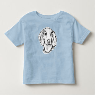 Camiseta Infantil esboço desenhado pela mão preto, cachorrinho branc