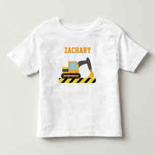 Camiseta Infantil Escavadeira Laranja, Veículo de Construção, Para c