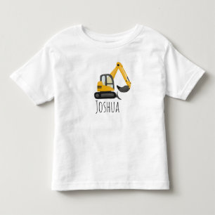 Camiseta Infantil Escavador de Digger e Nome da Zona de Construção