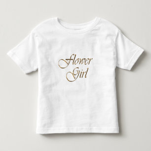 Camiseta Infantil Escrito em ouro da Flower Girl elegante branco chi