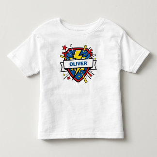 Camiseta Infantil Escudo de Super-Herói Fofo e Raio