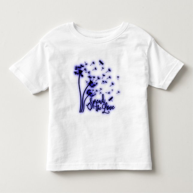 Camiseta Infantil Espalhar os Dandelões do Amor e as Dragonflies (Frente)