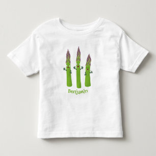 Camiseta Infantil Espargos lindos cantando cartoon de trio vegetal