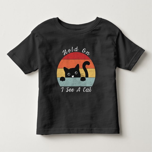 Camiseta Infantil Espera, Vejo Um Gato, Brincadeira E Gato Humoroso (Frente)