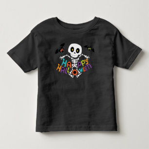 Camiseta Infantil Esqueleto feliz bonito do Dia das Bruxas