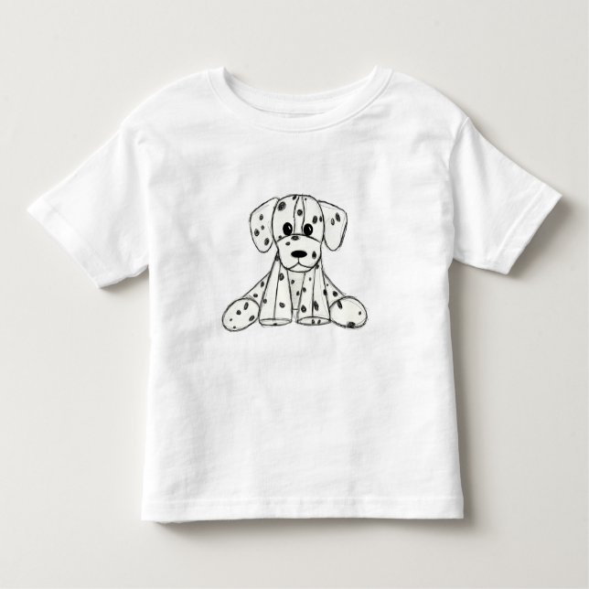 Camiseta Infantil Esquema de desenho de cão empalhado Dalmático pret (Frente)