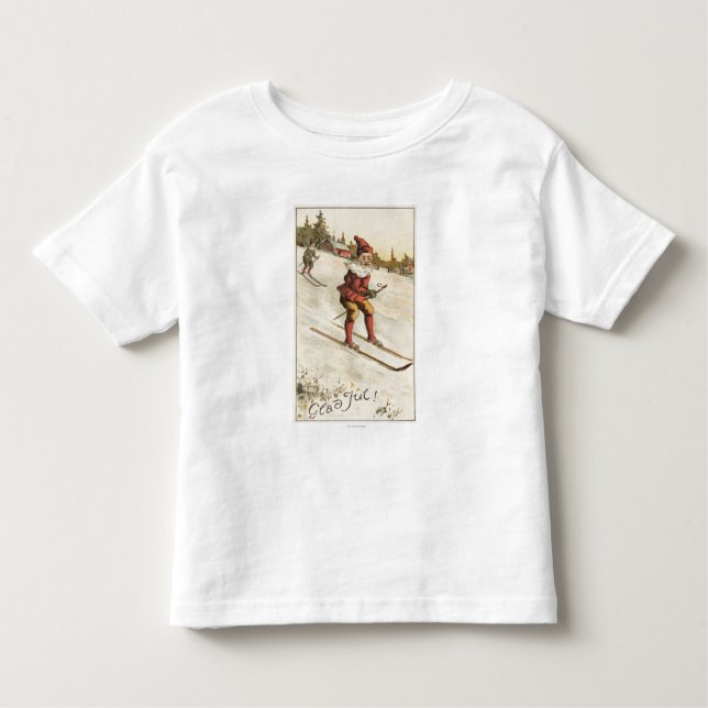 Camiseta Infantil Esqui de GreetingSanta do Natal (Frente)
