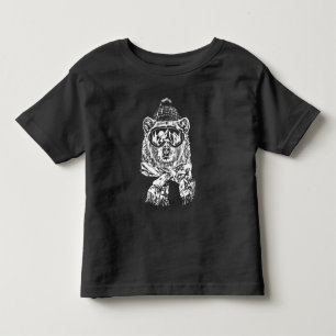 Camiseta Infantil Esqui Neve Viagem de Esqui Engraçado Urso de Esqui