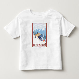 Camiseta Infantil Esquiador da neve de Downhhill - as Montanhas