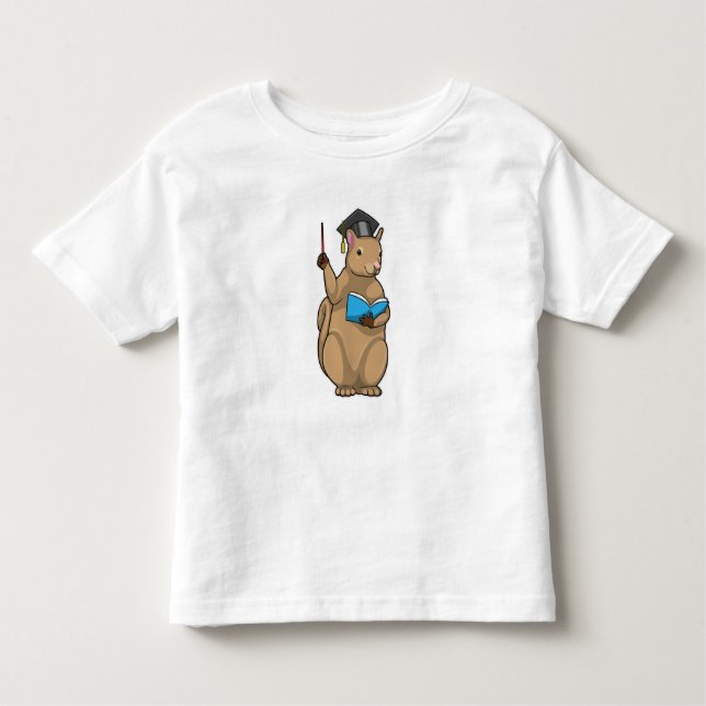 Camiseta Infantil Esquilo como Professor com Livro (Frente)