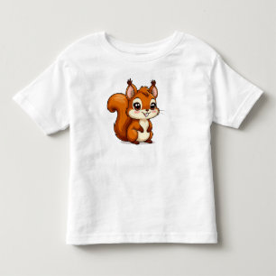 Camiseta Infantil Esquilo de desenho animado adorável com olhos gran