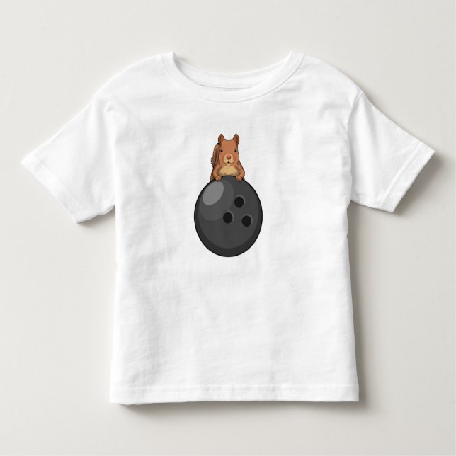 Camiseta Infantil Esquilo em Boliches com Bola de boliche (Frente)