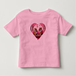 Camiseta Infantil  Esquilos felizes com corações de doce