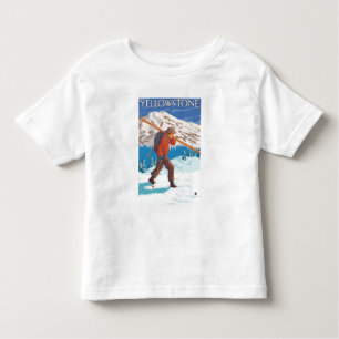 Camiseta Infantil Esquis da neve do carregando do esquiador -