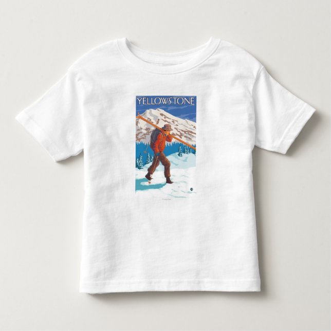 Camiseta Infantil Esquis da neve do carregando do esquiador - (Frente)