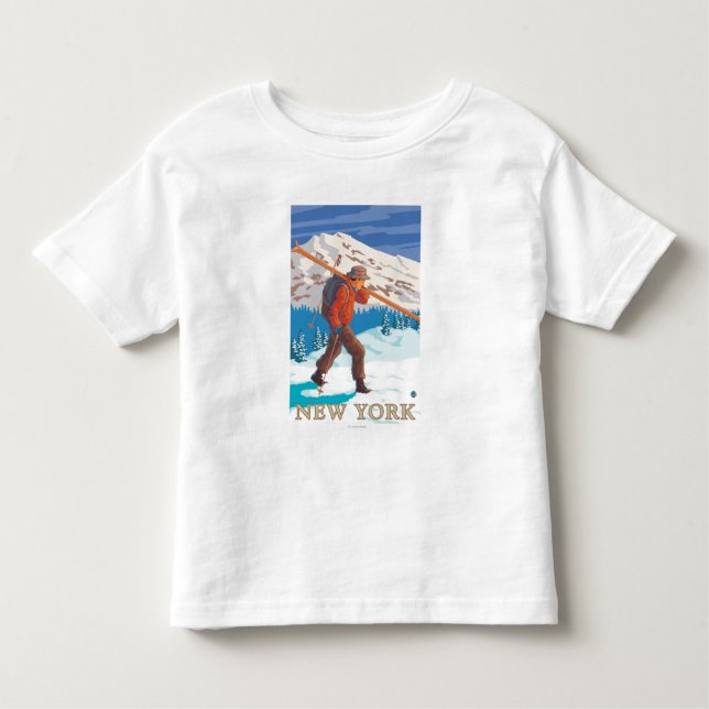 Camiseta Infantil Esquis novos do carregando de YorkSkier (Frente)