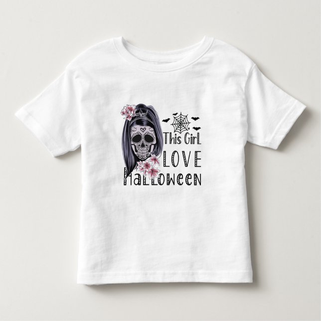 Camiseta Infantil Esta Garota Ama o Halloween (Frente)