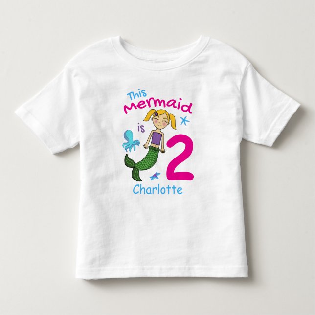 Camiseta Infantil Esta Sereia É 2 Nome Editável T-Shirt (Frente)